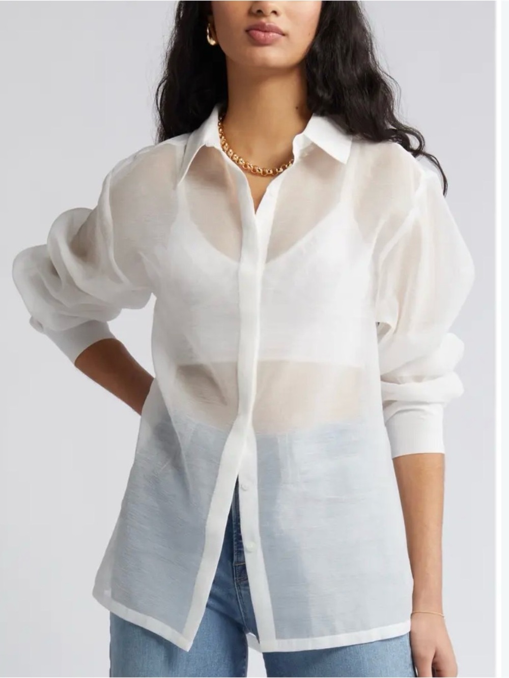 Old Navy Sheer White Button-Down Shirt